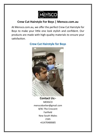 Crew Cut Hairstyle For Boys | Mensco.com.au