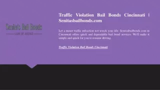 Traffic Violation Bail Bonds Cincinnati  Senitasbailbonds.com