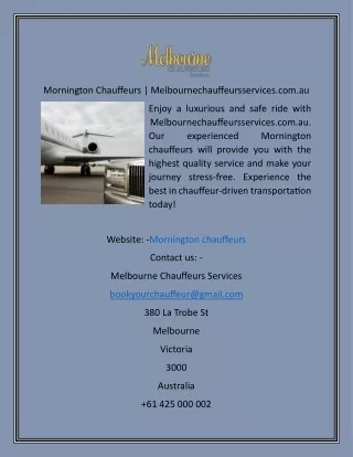 Mornington Chauffeurs  Melbournechauffeursservices.com