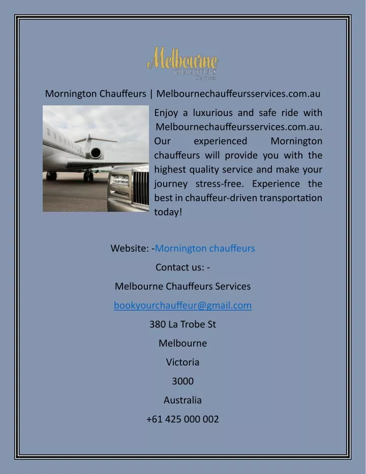 mornington chauffeurs melbournechauffeursservices