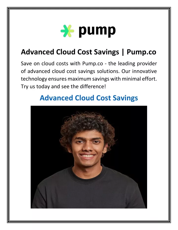 advanced cloud cost savings pump co