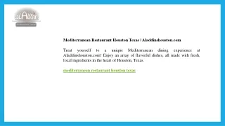 Mediterranean Restaurant Houston Texas  Aladdinshouston.com