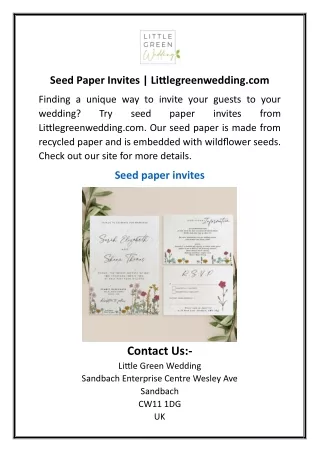 Seed Paper Invites | Littlegreenwedding.com