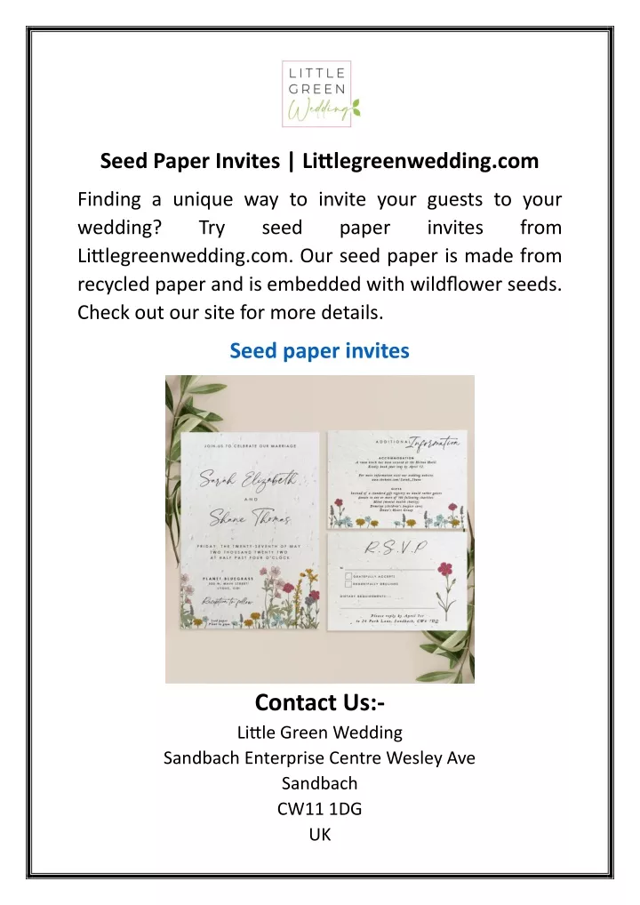 seed paper invites littlegreenwedding com