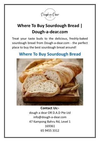 Where To Buy Sourdough Bread  Dough-a-dear.com
