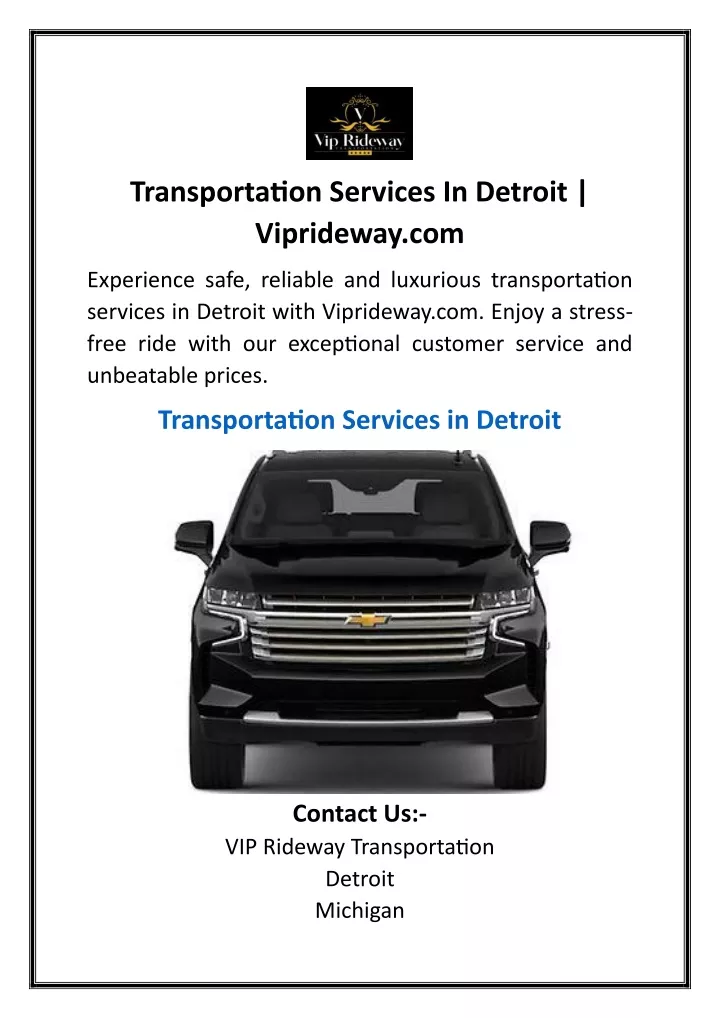 transportation services in detroit viprideway com