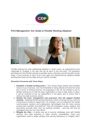 print management our guide to flexible working