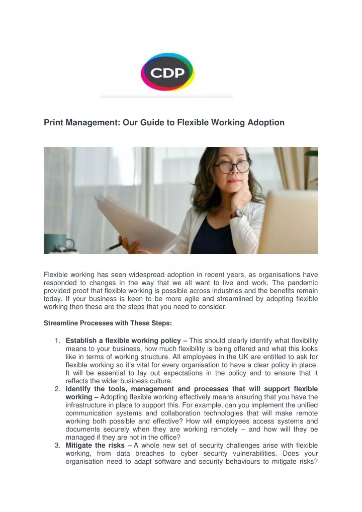 print management our guide to flexible working