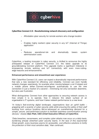 cyberhive connect 2 0 revolutionising network