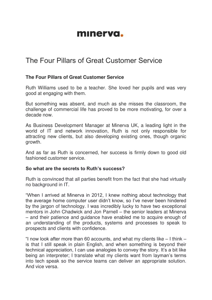 the four pillars of great customer service