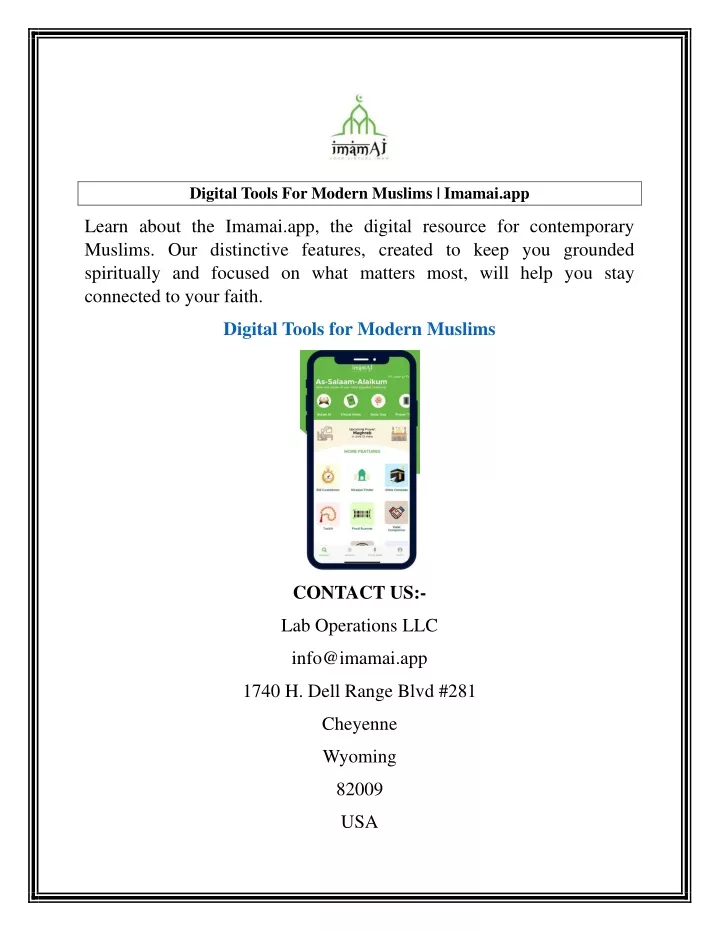 digital tools for modern muslims imamai app