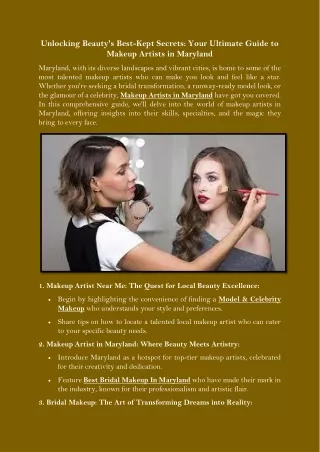 Unlocking Beauty's Best-Kept Secrets Your Ultimate Guide to Makeup Artists in Maryland