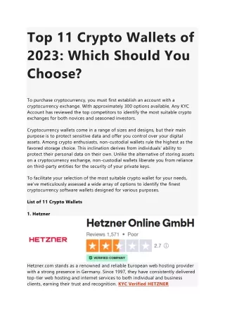 Top 11 Crypto Wallets of 2023