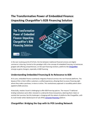 The Transformative Power of Embedded Finance Unpacking ChargeAfter's B2B Financing Solution