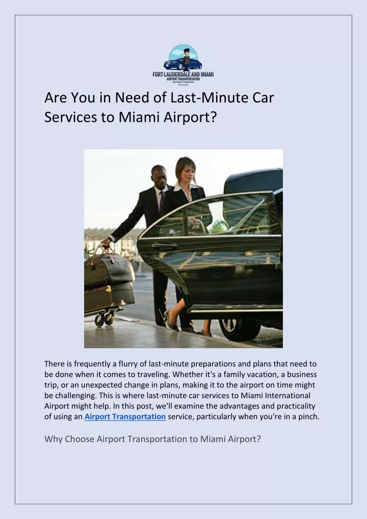 are you in need of last minute car services