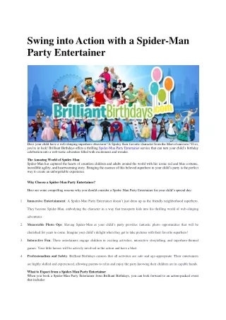 Swing into Action with a Spider-Man Party Entertainer