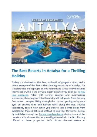 Best Resorts in Antalya | 11th Hour Travel