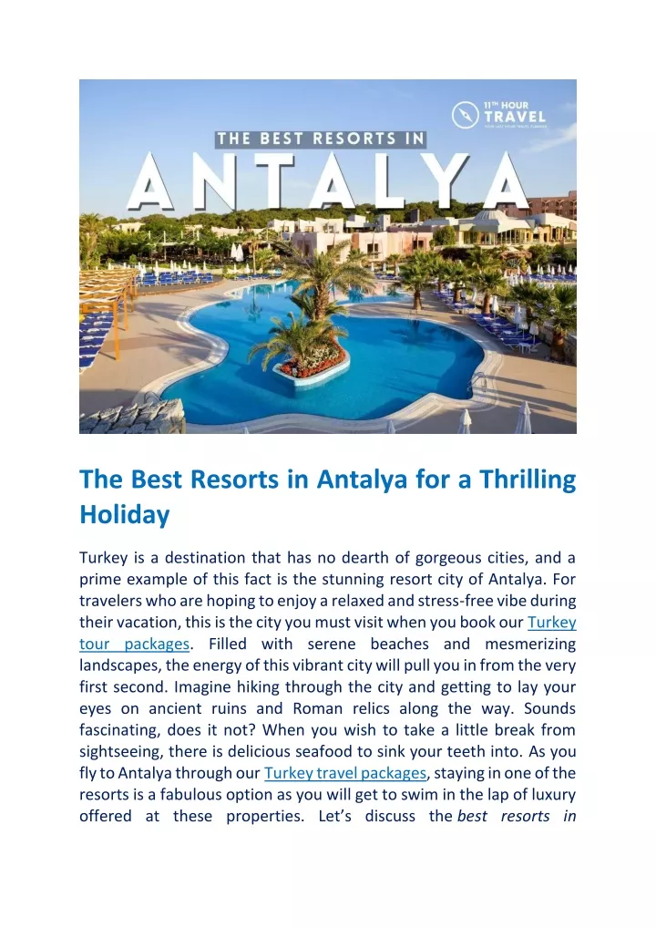 the best resorts in antalya for a thrilling