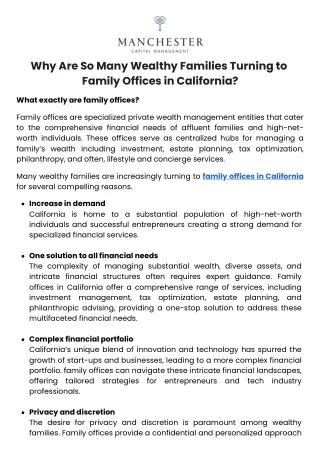 Why Are So Many Wealthy Families Turning to Family Offices in California