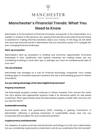 Manchester’s Financial Trends What You Need to Know