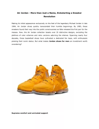 Air Jordan - More than Just a Name, Kickstarting a Sneaker Revolution