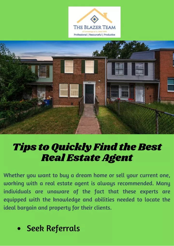 tips to quickly find the best real estate agent