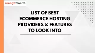 List of Best eCommerce Hosting Providers & Features To Look Into