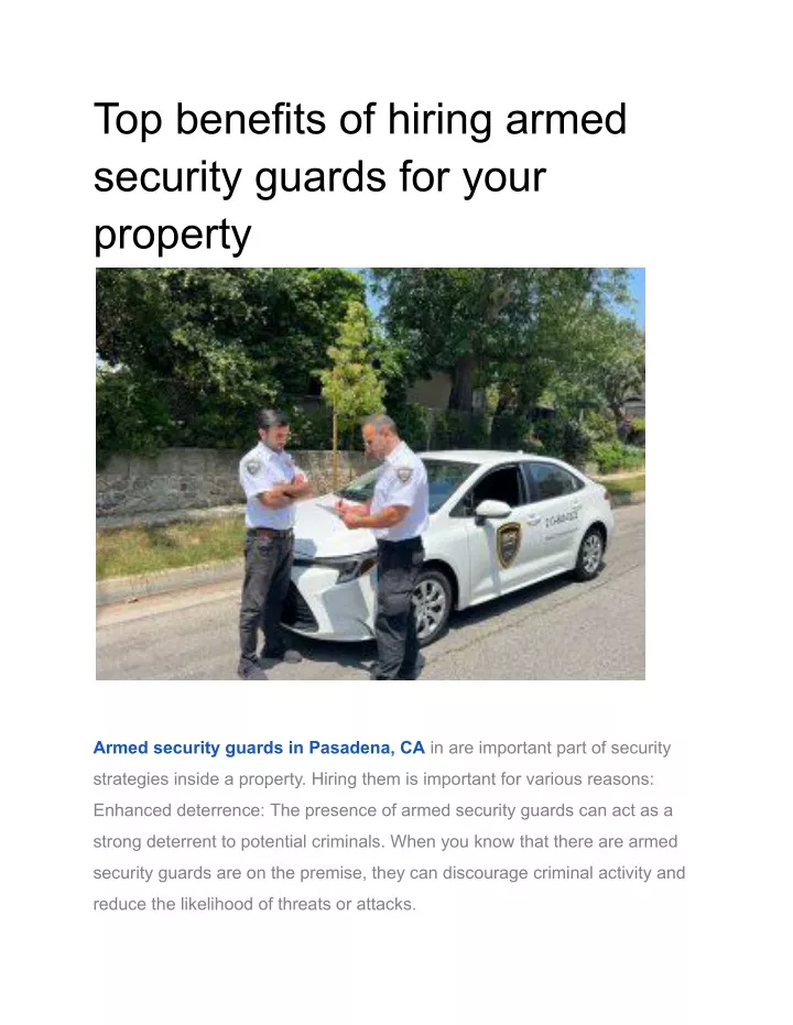 top benefits of hiring armed security guards