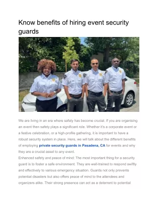 Know benefits of hiring event security guards