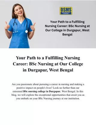 Your Path to a Fulfilling Nursing Career - BSc Nursing in Durgapur