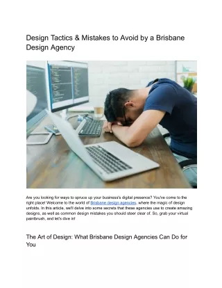 Design Tactics & Mistakes to Avoid by a Brisbane Design Agency