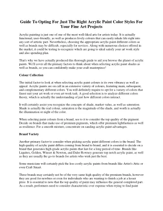 guide to opting for just the right acrylic paint