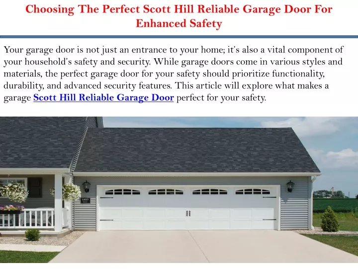 choosing the perfect scott hill reliable garage