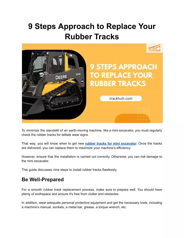 9 steps approach to replace your rubber tracks