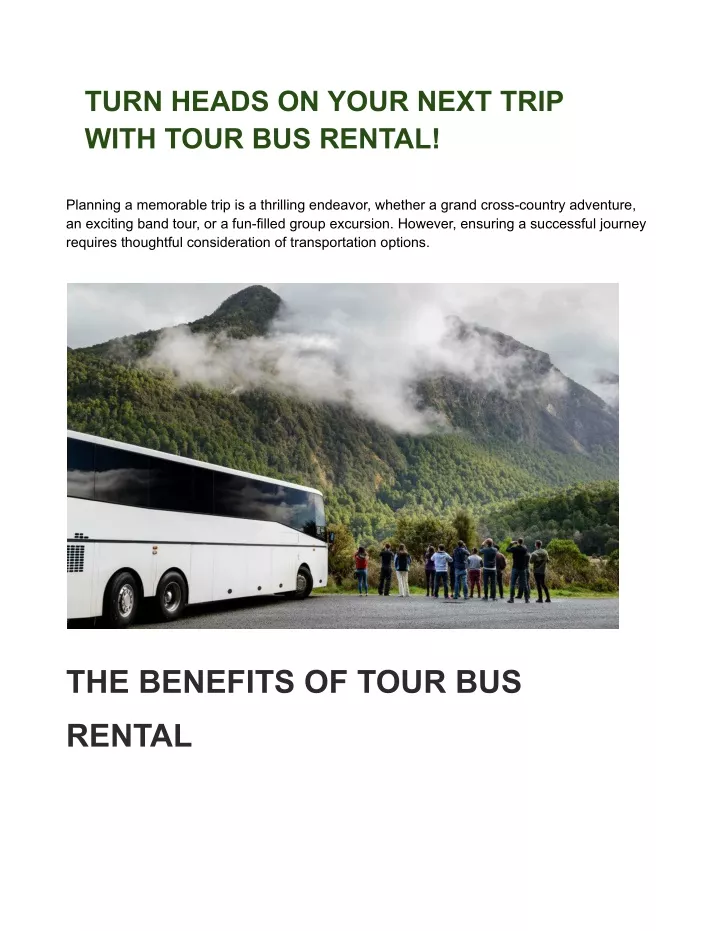 turn heads on your next trip with tour bus rental