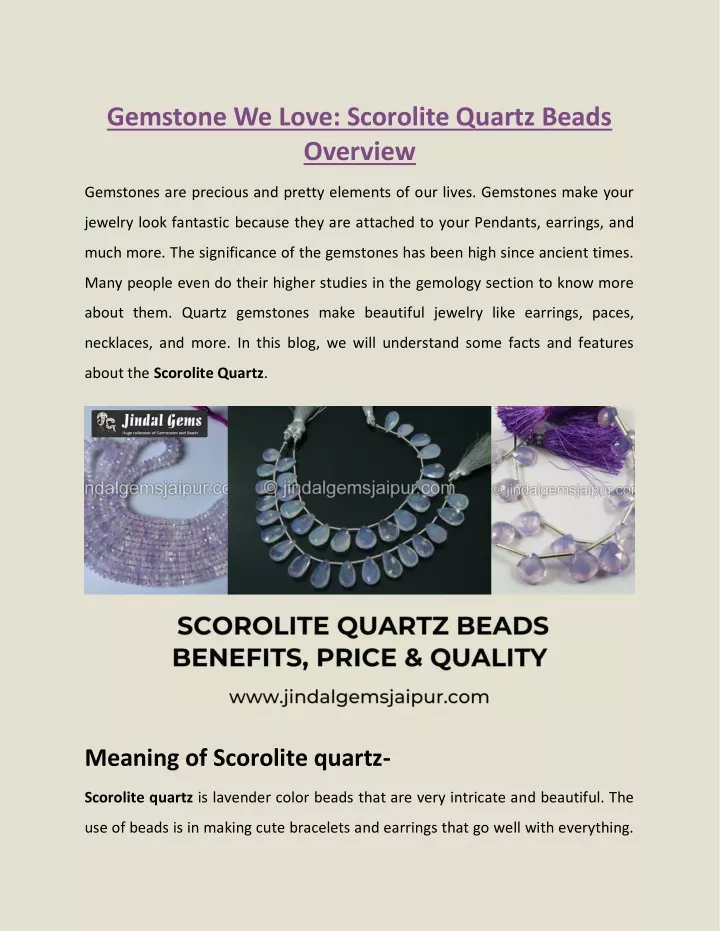 gemstone we love scorolite quartz beads overview