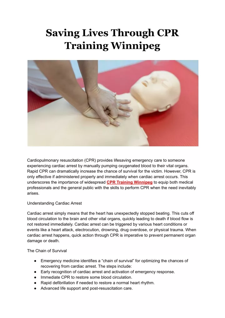 saving lives through cpr training winnipeg