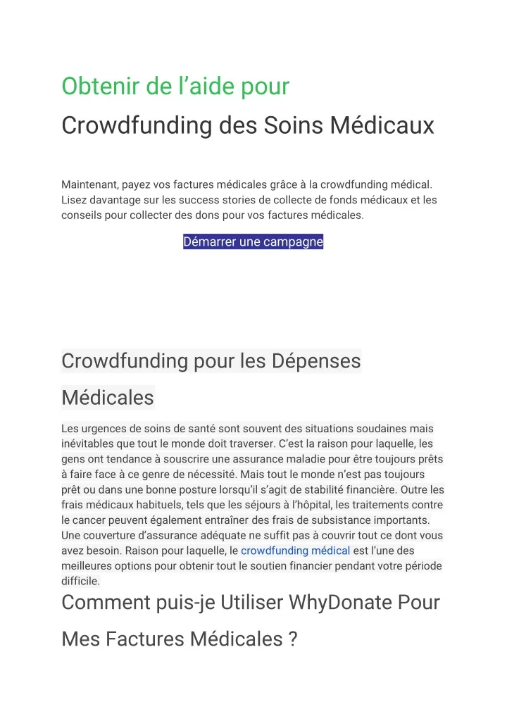 obtenir de l aide pour crowdfunding des soins