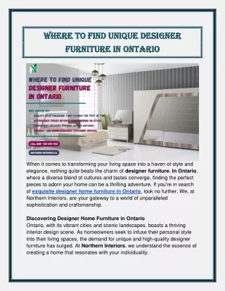 Where to Find Unique Designer Furniture in Ontario