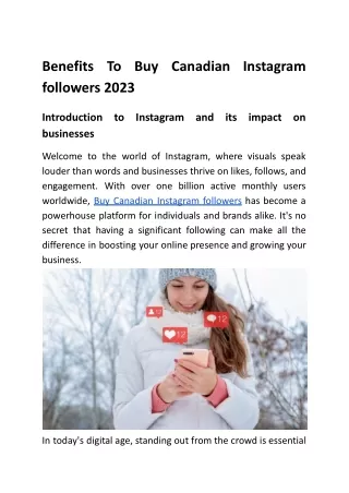 Benefits To Buy Canadian Instagram followers 2023