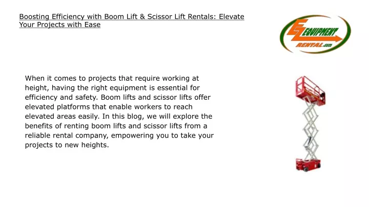 boosting efficiency with boom lift scissor lift