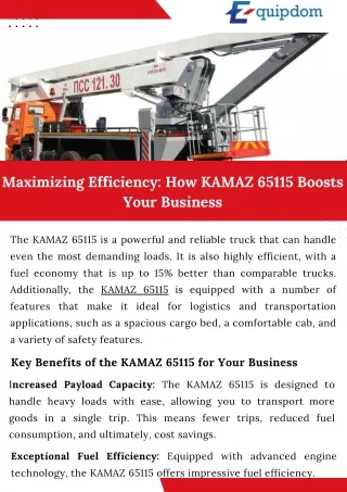 Maximizing Efficiency How KAMAZ 65115 Boosts Your Business