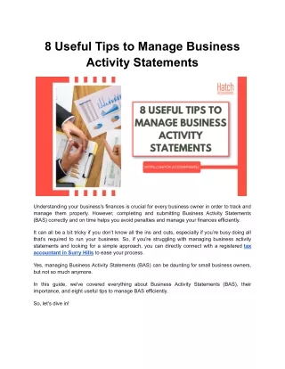 8 Useful Tips to Manage Business Activity Statements