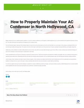 How to Properly Maintain Your AC Condenser in North Hollywood, CA