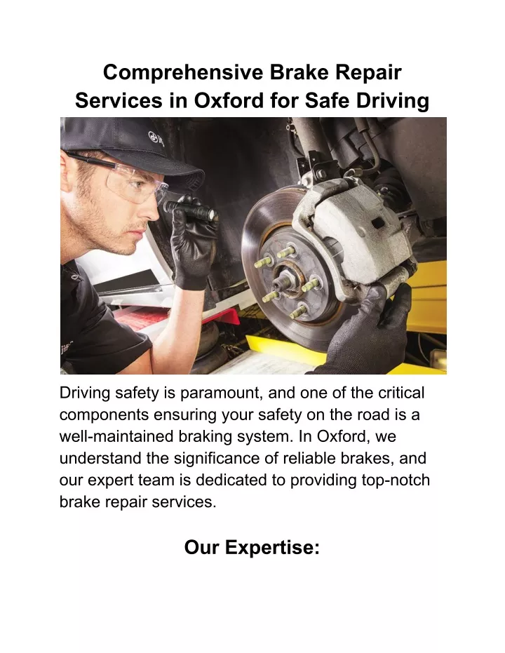 comprehensive brake repair services in oxford