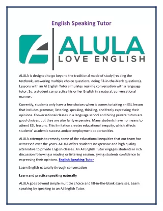 english speaking tutor