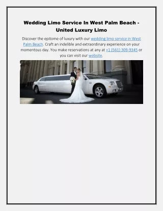 Wedding Limo Service In West Palm Beachh