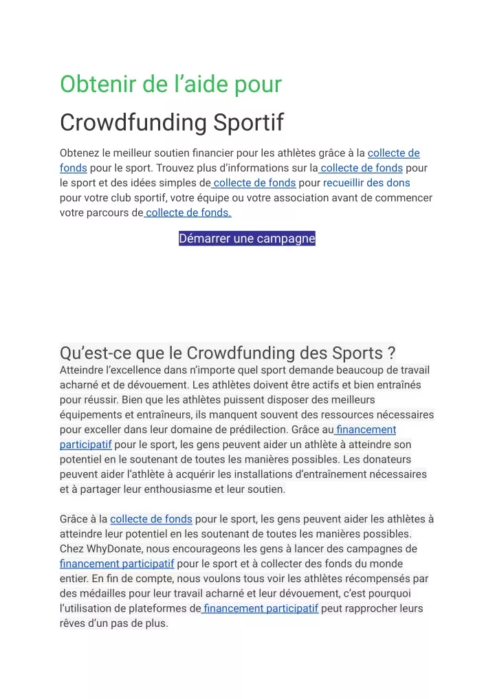 obtenir de l aide pour crowdfunding sportif