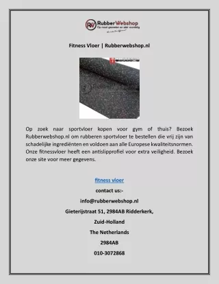 Fitness Vloer | Rubberwebshop.nl