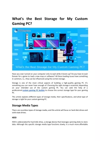 what s the best storage for my custom gaming pc